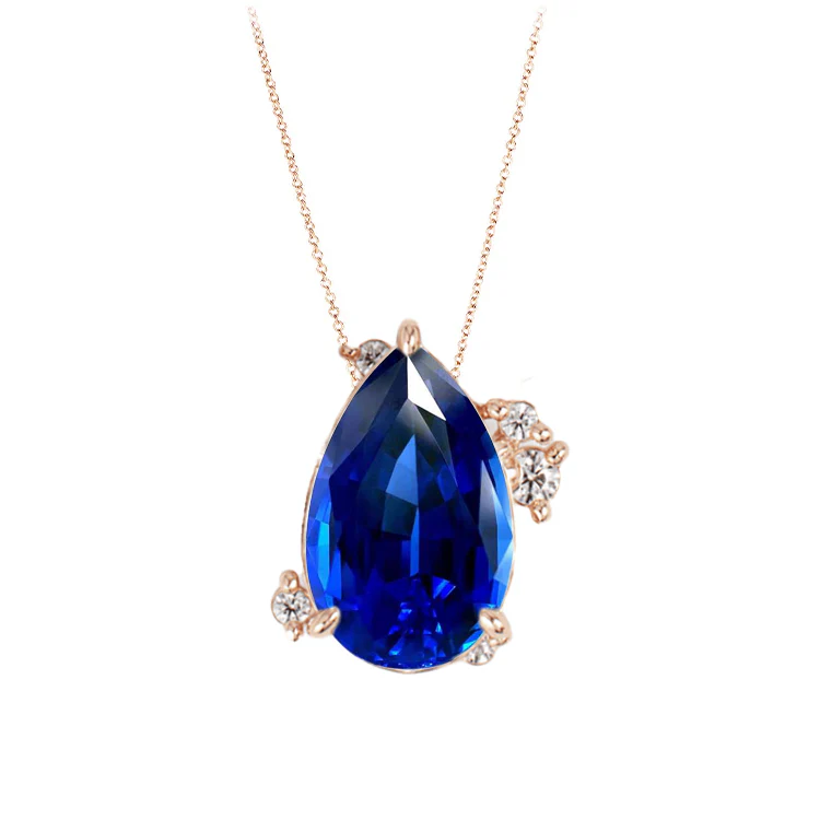 Blue Sapphire Pear Indie Diamond Necklace - Image 3