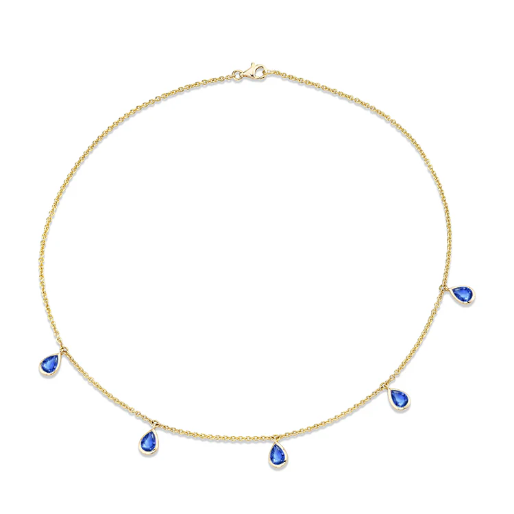 Blue Sapphire Tear Drop Necklace