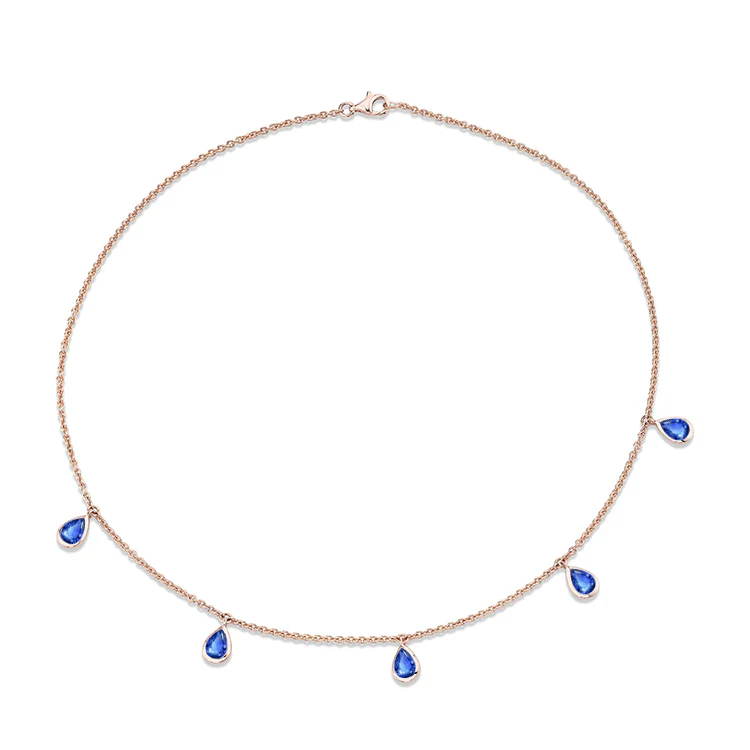 Blue Sapphire Tear Drop Necklace - Image 3