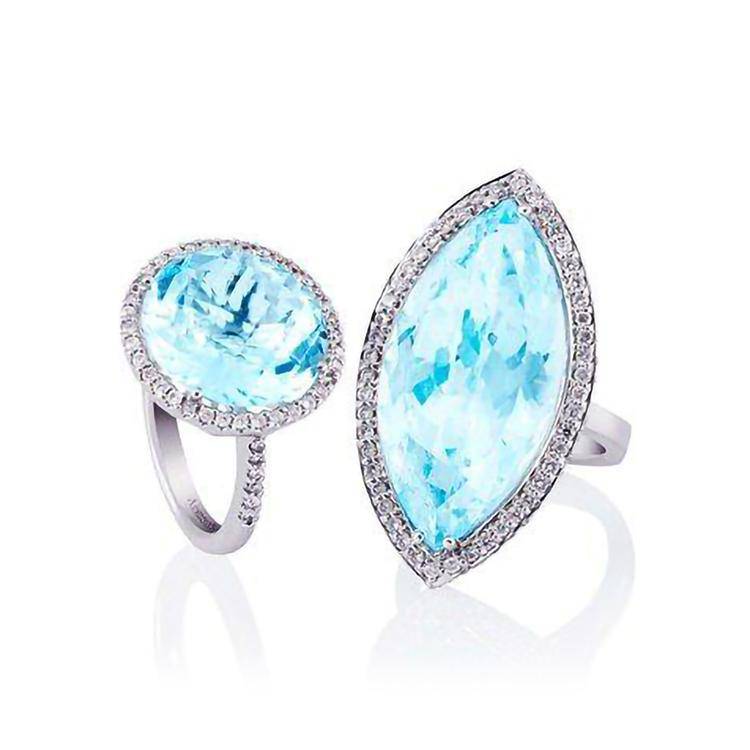 Blue Topaz Diamond Ring