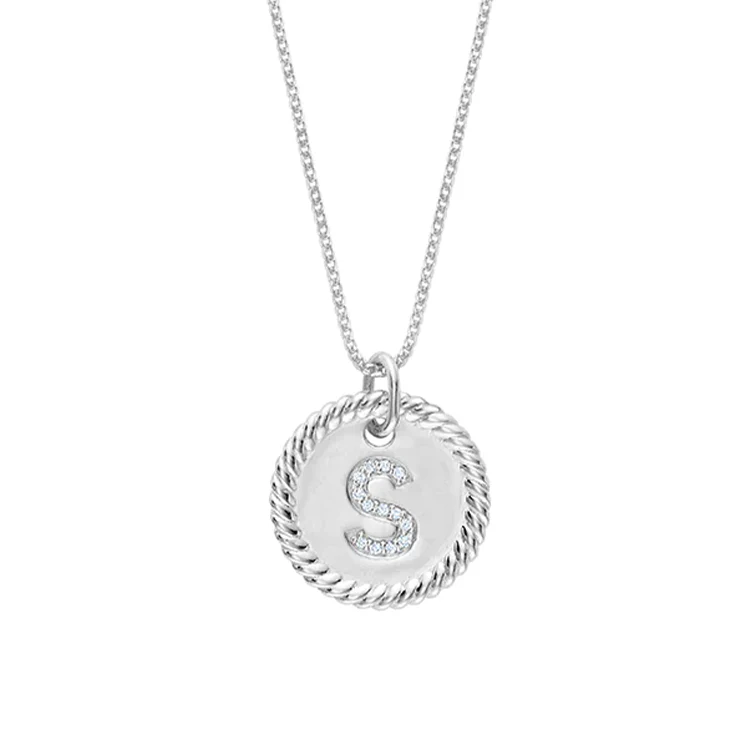 Braided Diamond Initial Disc Pendant - Image 2