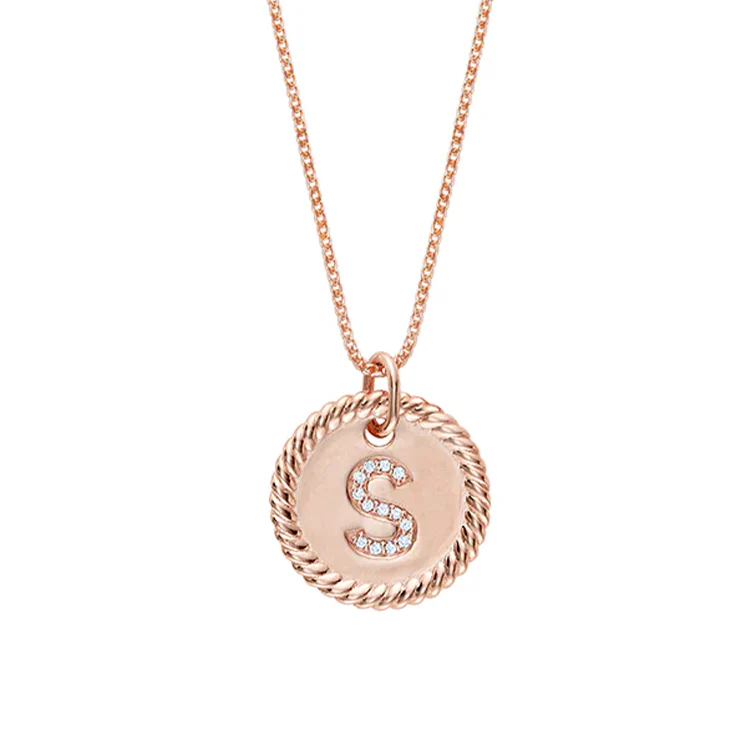Braided Diamond Initial Disc Pendant - Image 3