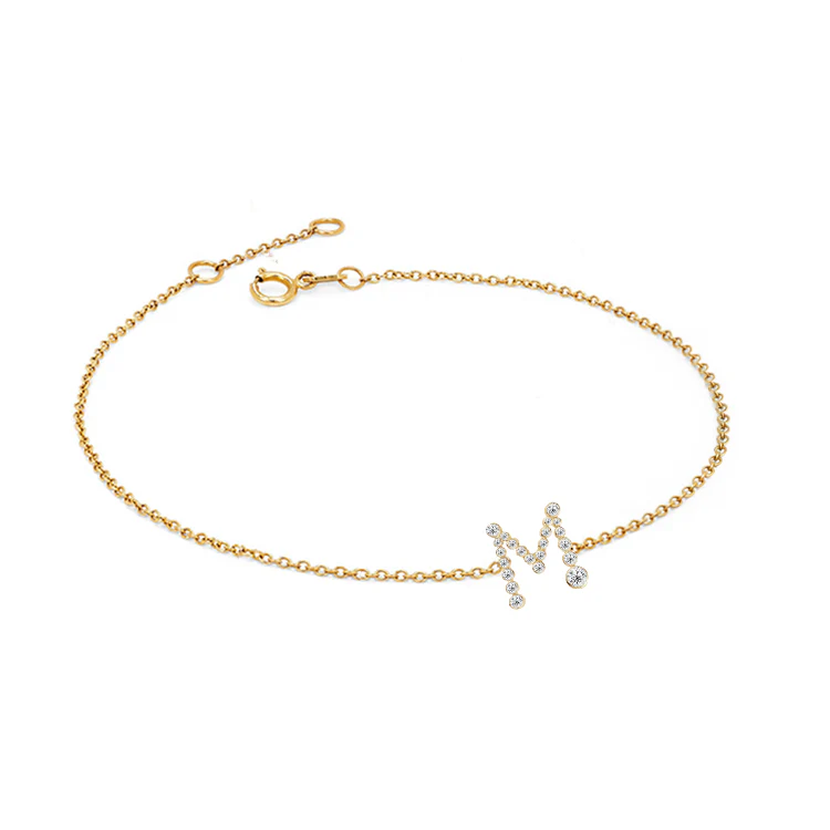 Bubble Diamond Initial Bracelet