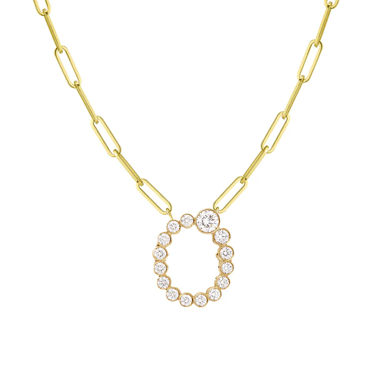 Bubble Diamond Initial Necklace with Paperclip Chain - Image 15