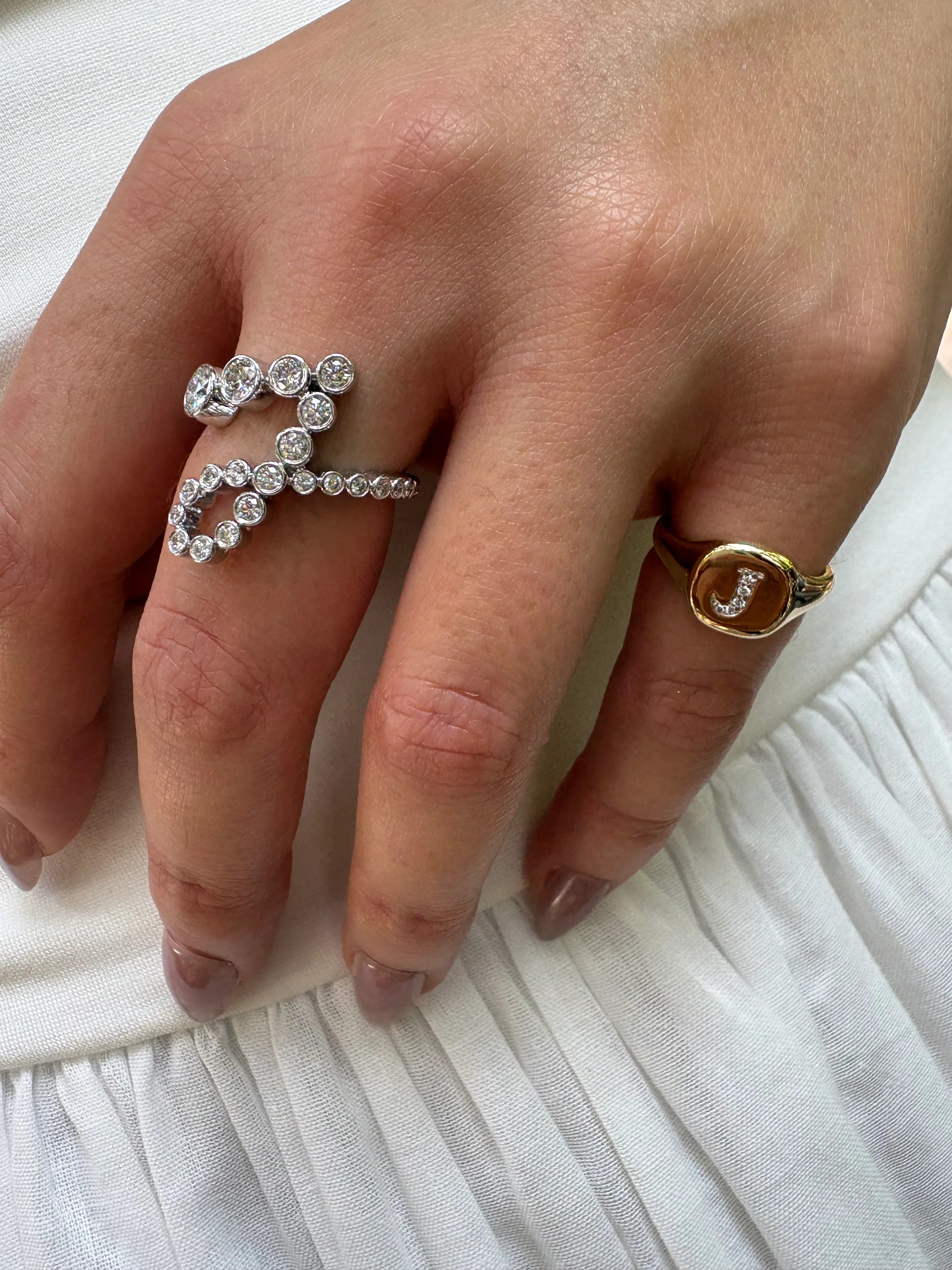 Bubble Diamond Initial Ring - Image 34