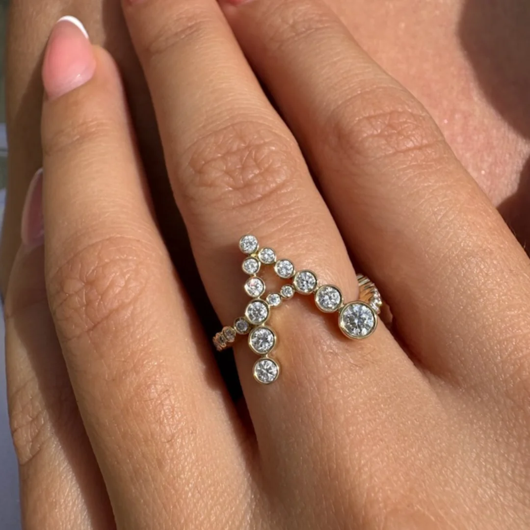 Bubble Diamond Initial Ring - Image 36