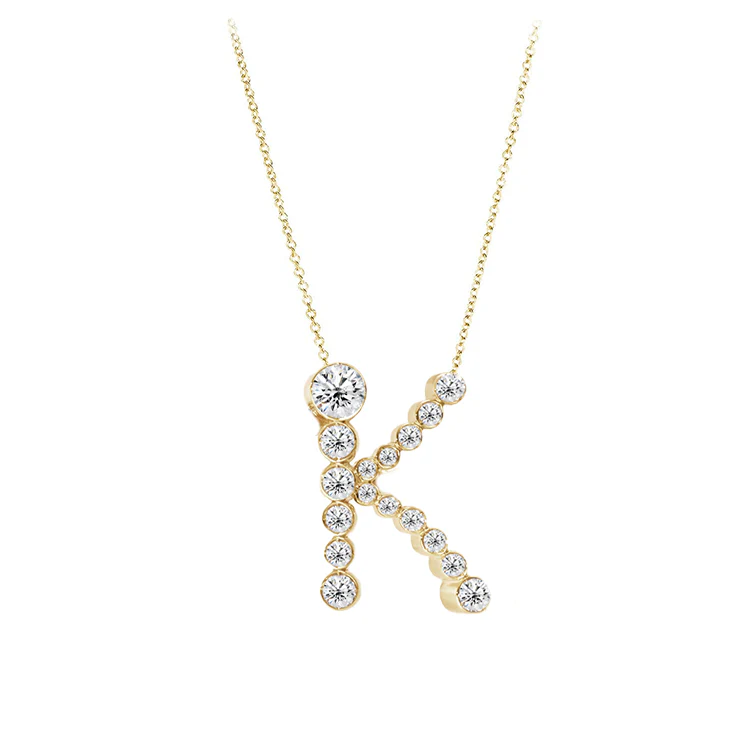 Bubble Diamond Initial Necklace - Image 11