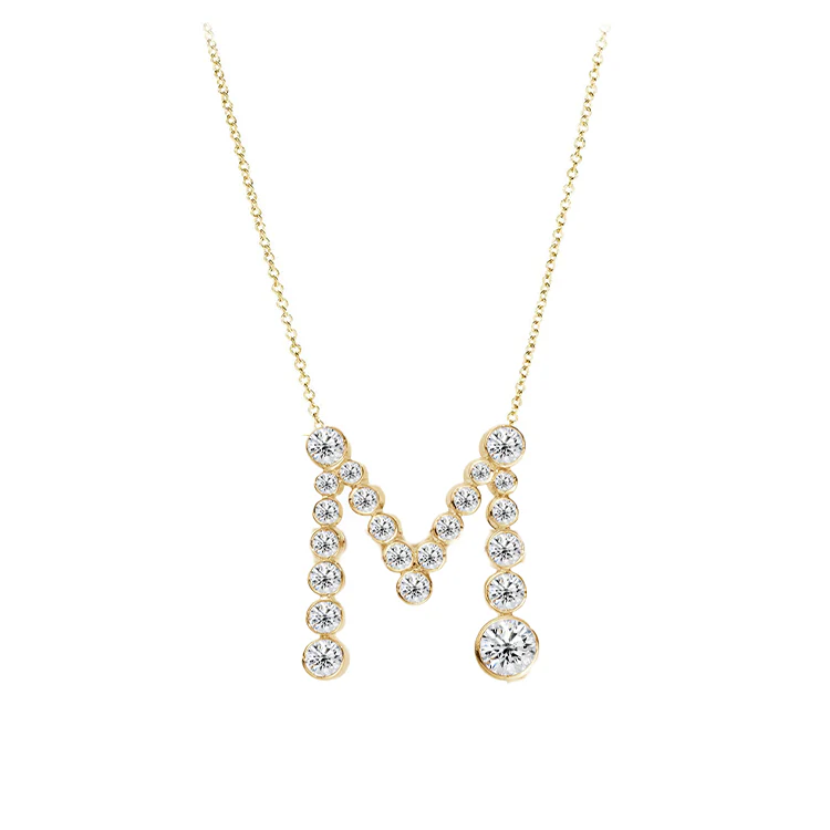 Bubble Diamond Initial Necklace - Image 13