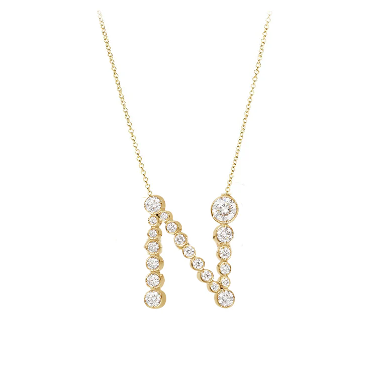 Bubble Diamond Initial Necklace - Image 14
