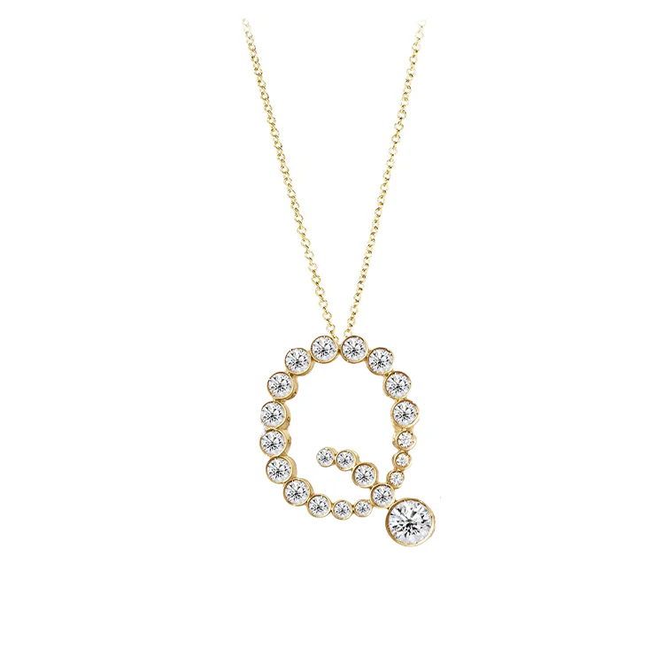 Bubble Diamond Initial Necklace - Image 17