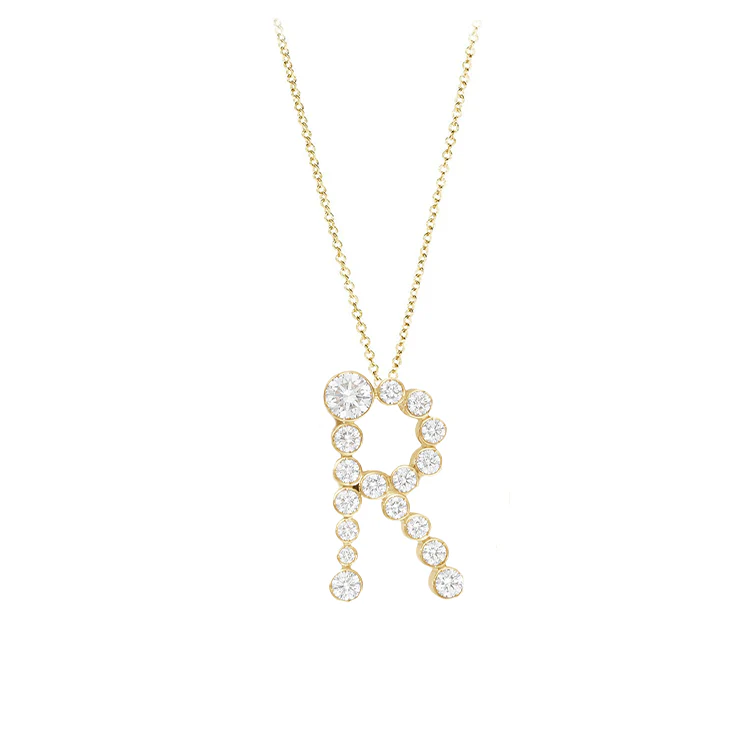Bubble Diamond Initial Necklace - Image 18