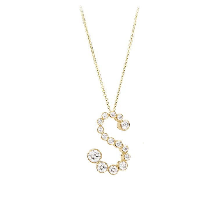 Bubble Diamond Initial Necklace - Image 19