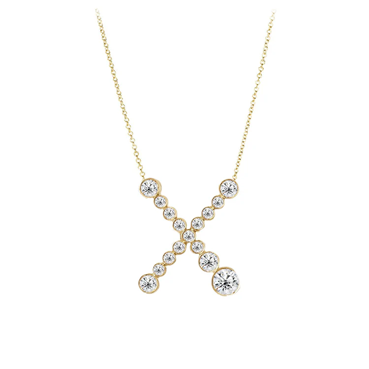 Bubble Diamond Initial Necklace - Image 24