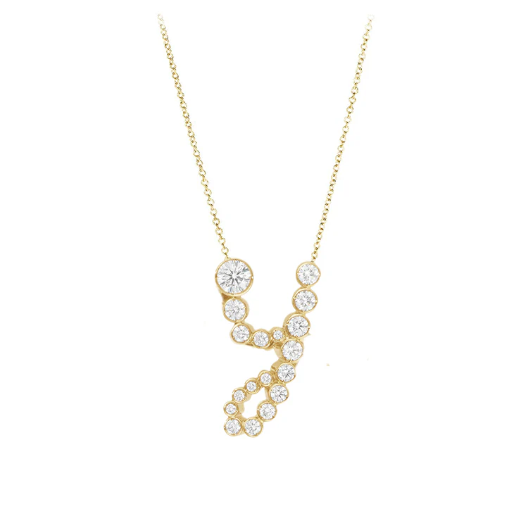 Bubble Diamond Initial Necklace - Image 25