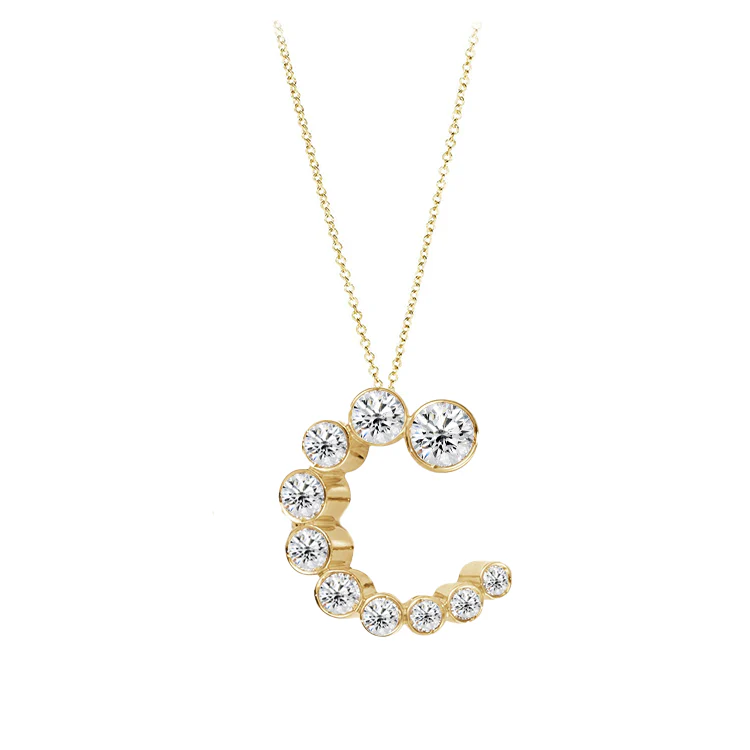 Bubble Diamond Initial Necklace - Image 3