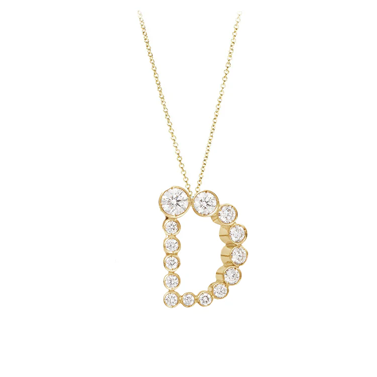 Bubble Diamond Initial Necklace - Image 4