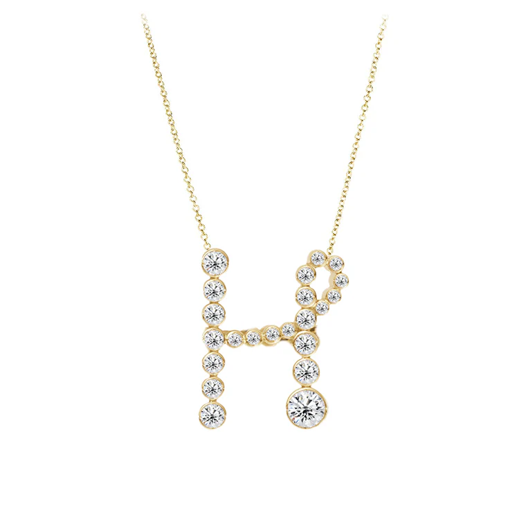 Bubble Diamond Initial Necklace - Image 8