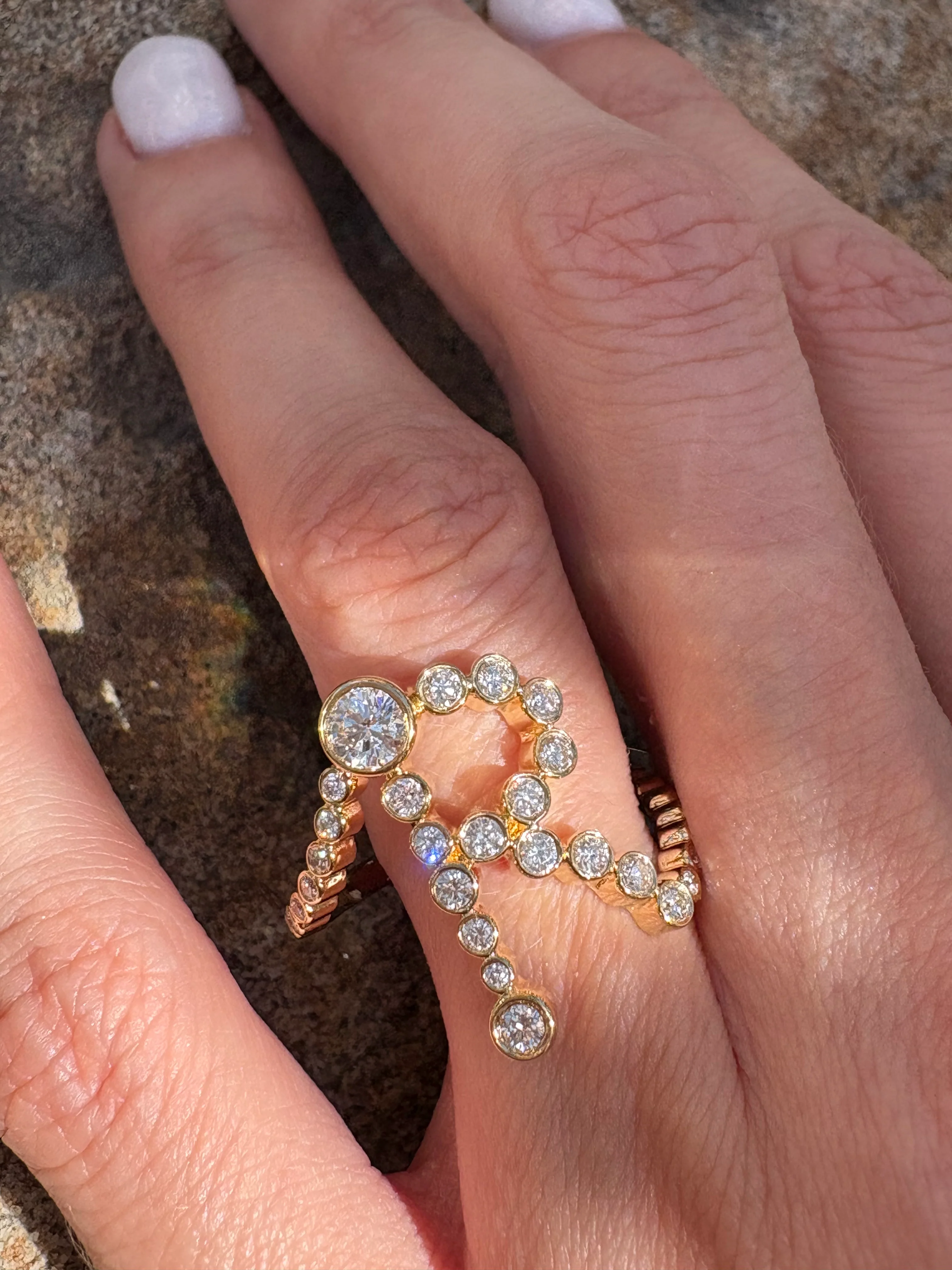 Bubble Lab Grown Diamond Initial Ring - Image 2