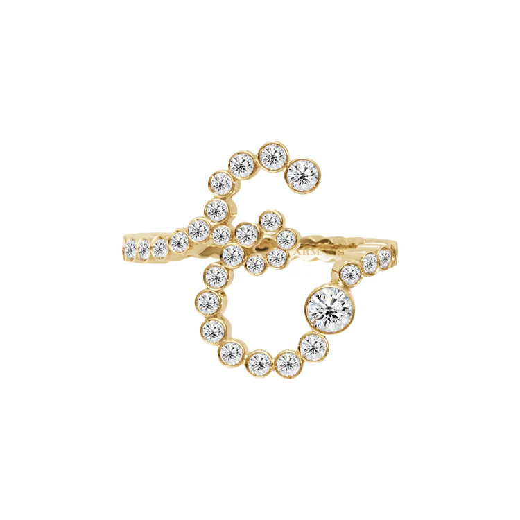 Bubble Lab Grown Diamond Initial Ring - Image 6