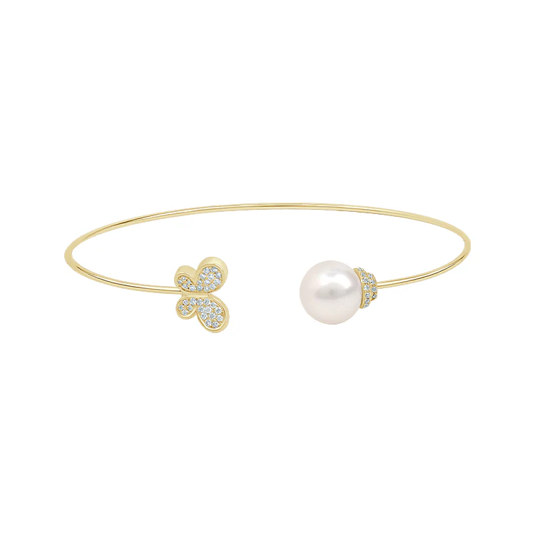 Butterfly and Pearl Open Bangle - Image 3