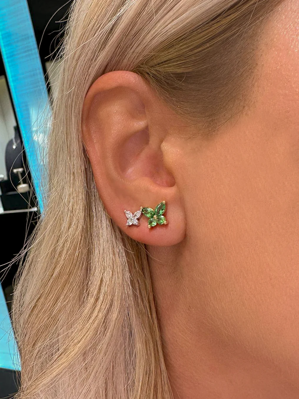 Butterfly Diamond Stud Earrings - Image 2