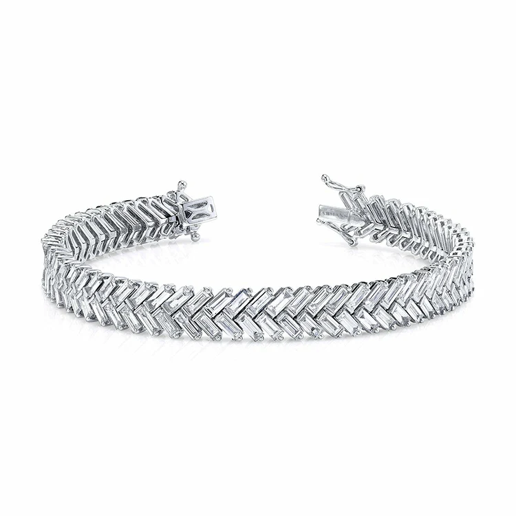 Chunky Baguette Diamond Chevron Bracelet - Image 2