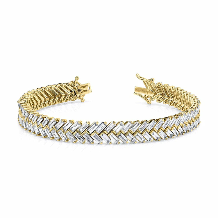 Chunky Baguette Diamond Chevron Bracelet - Image 3