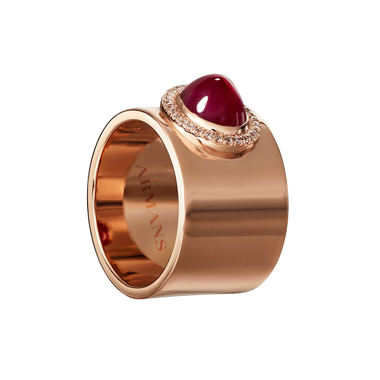 Chunky Band with Red Ruby and Diamond Halo - Image 2