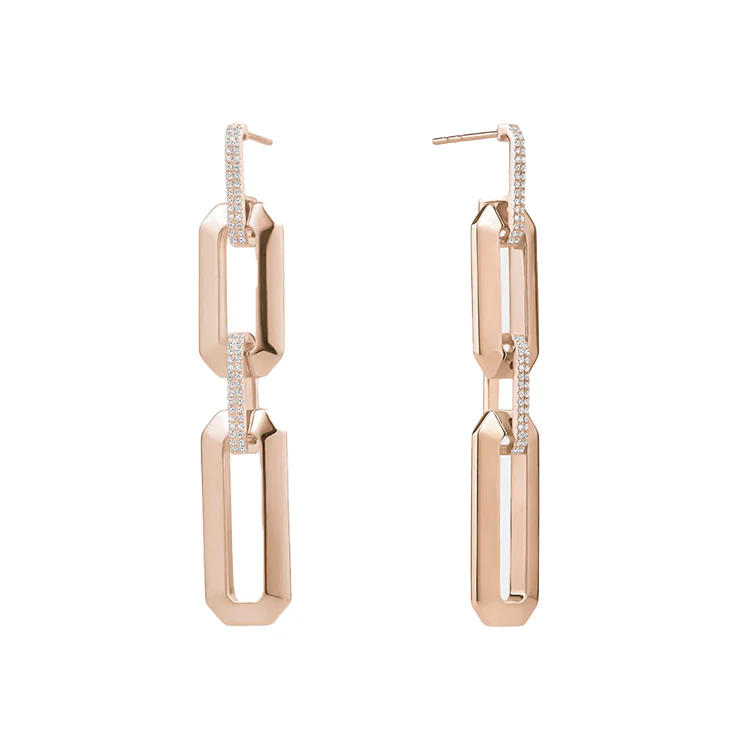 Chunky Diamond Link Drop Earrings - Image 2