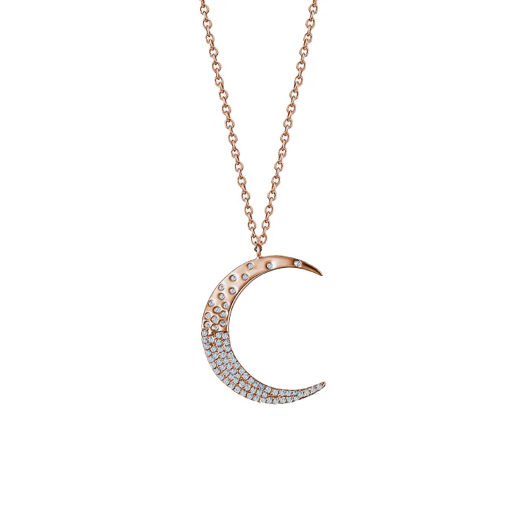 Crescent Moon Diamond Necklace - Image 2