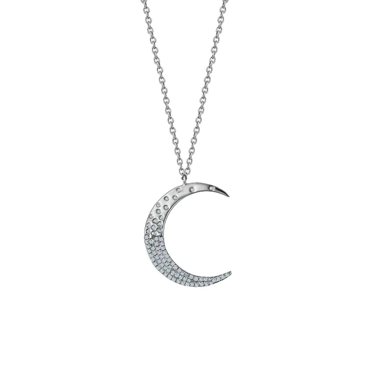 Crescent Moon Diamond Necklace - Image 3
