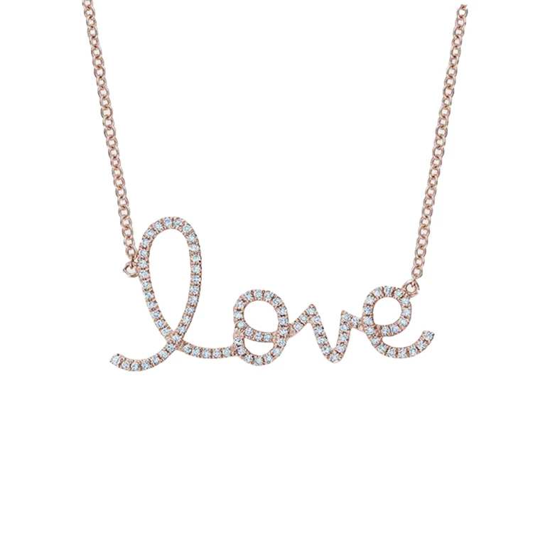 Cursive Love Diamond Necklace - Image 2