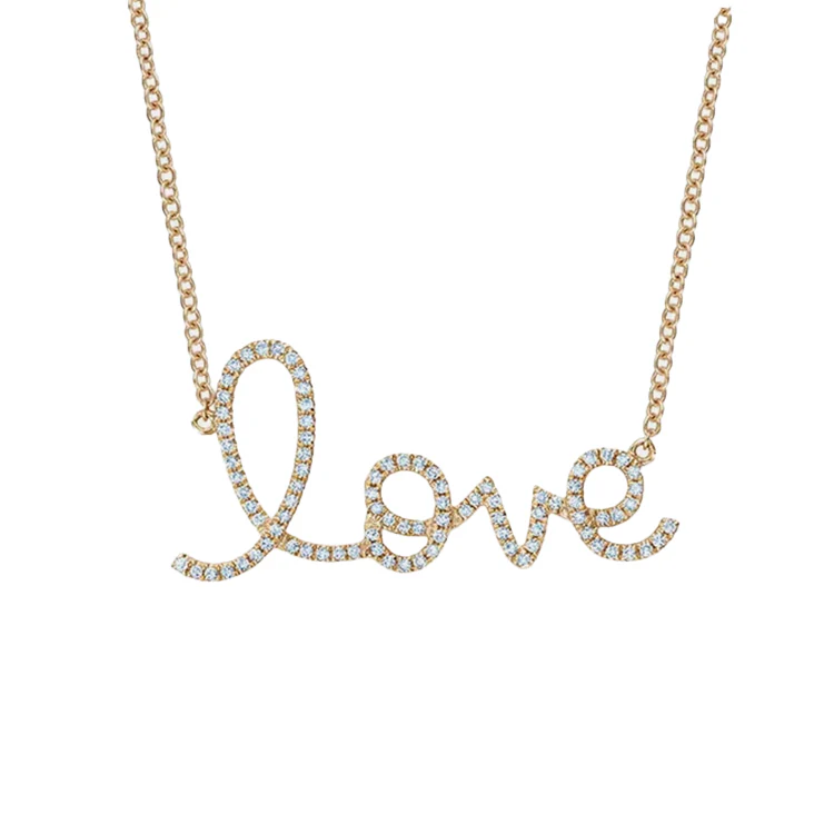 Cursive Love Diamond Necklace - Image 3