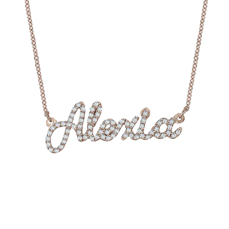 Cursive Pavé Diamond Name Necklace - Image 3