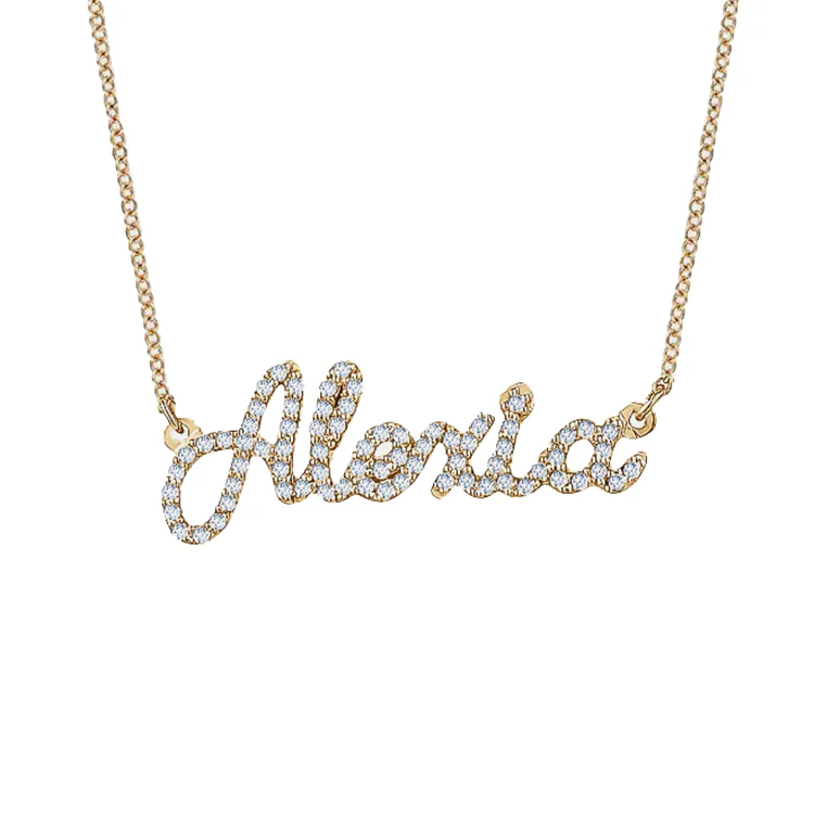 Cursive Pavé Diamond Name Necklace - Image 4