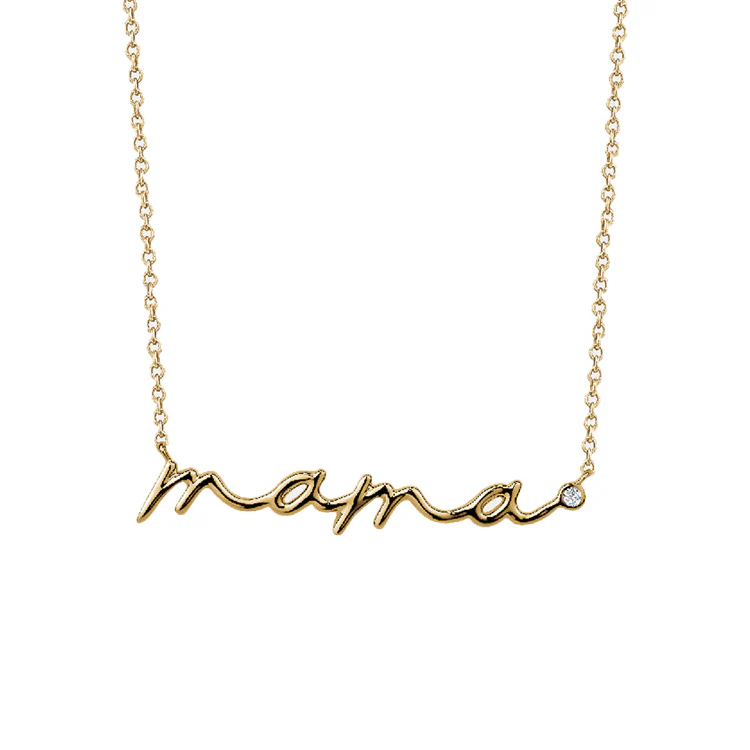 Cursive Solid Gold Mama Necklace