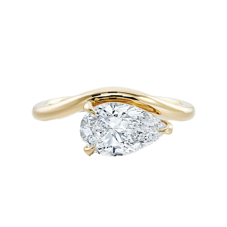 Curved Amara Pear Cut Diamond Engagement Ring