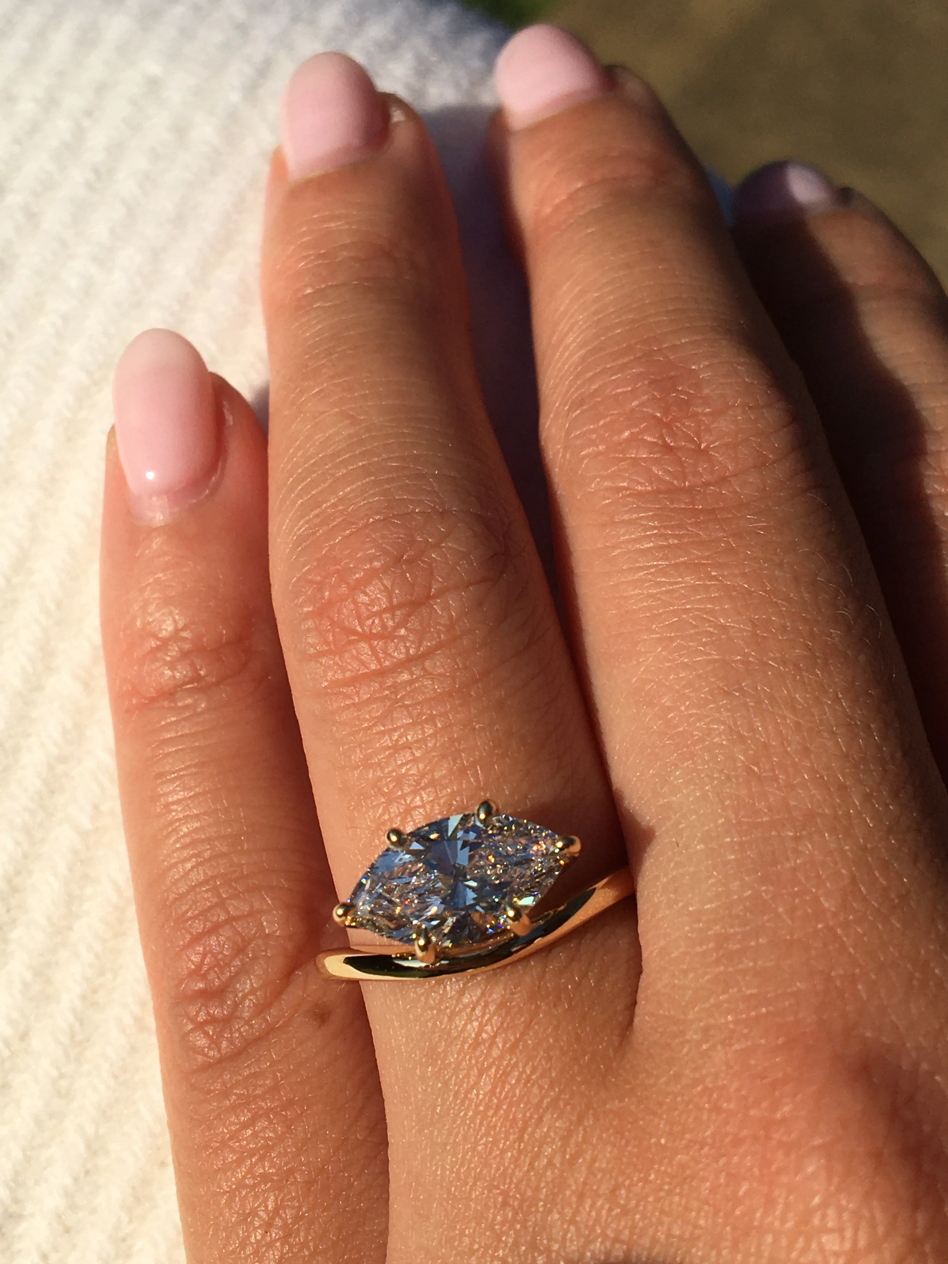 Curved Odyssey Marquise Cut Lab Grown Diamond Engagement Ring - Image 4