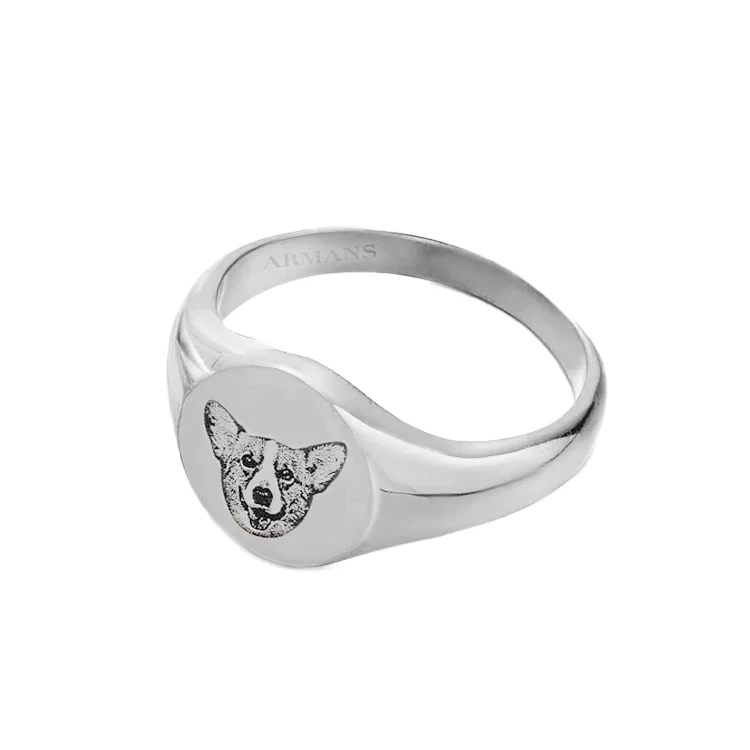 Custom Pet Face Signet Ring - Image 2