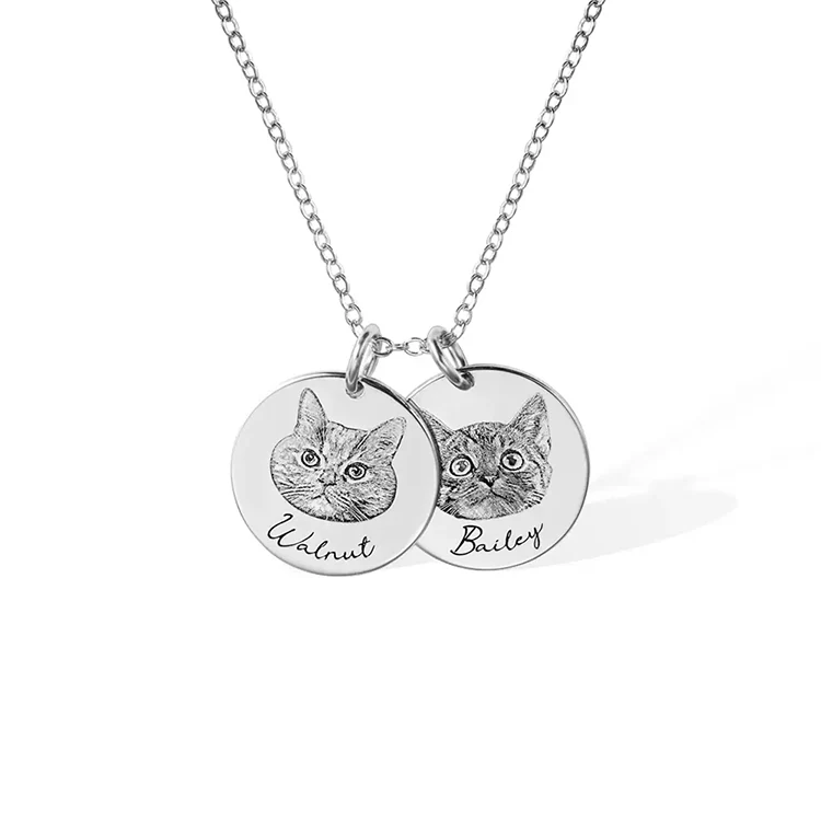 Custom Pet Portrait Disc Necklace - Image 3
