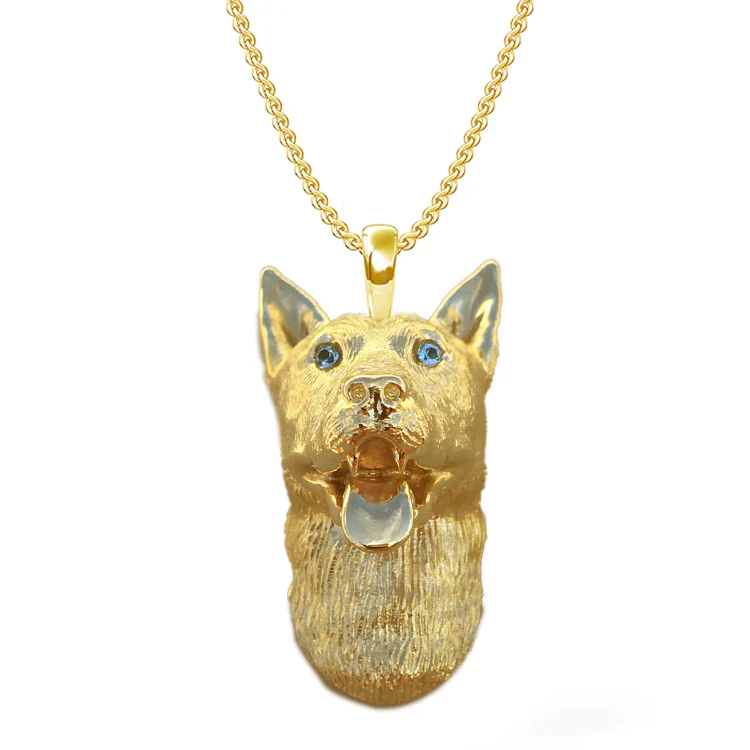 Custom Yellow Gold Dog Necklace