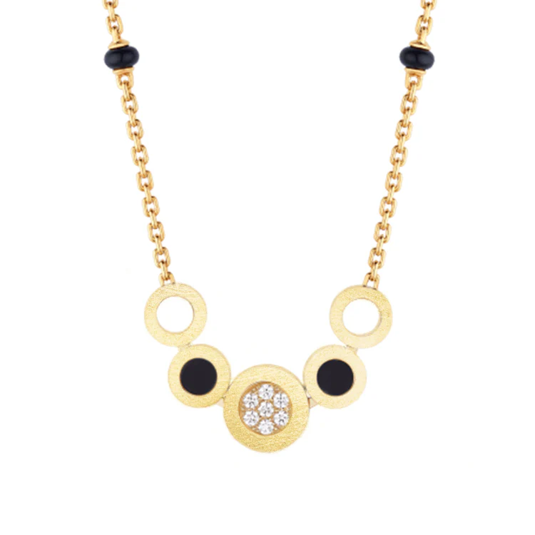 Diamond and Black Onyx Mangalsutra Necklace