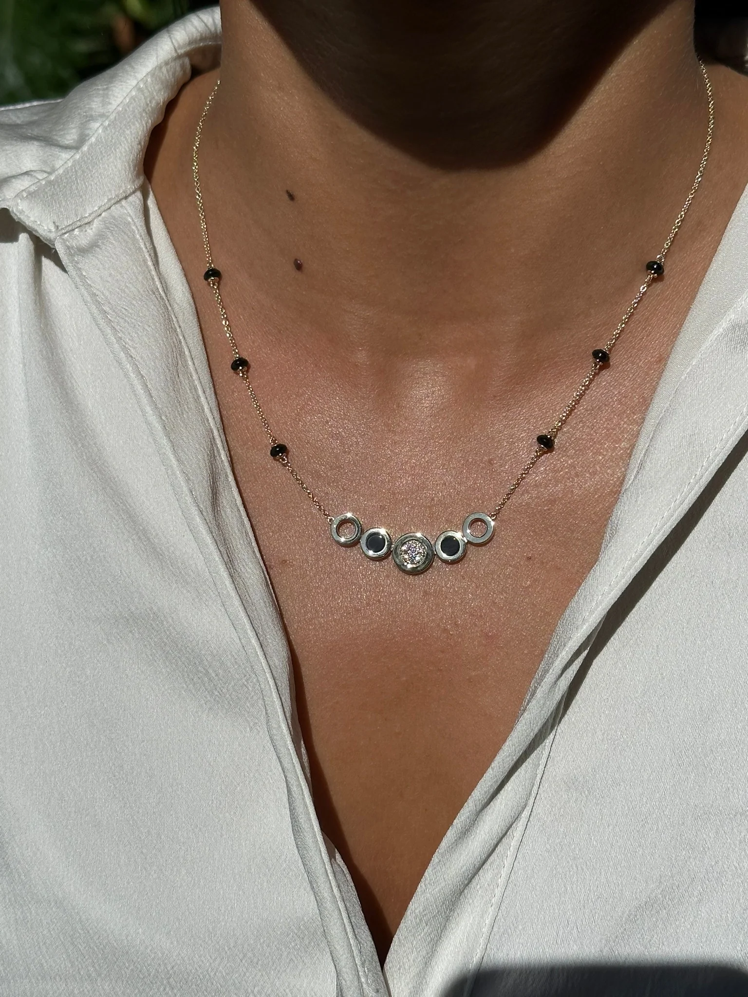 Diamond and Black Onyx Mangalsutra Necklace - Image 4