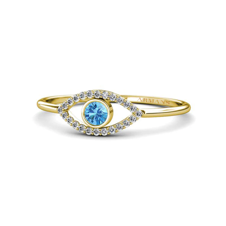 Diamond and Coloured Gemstone Evil Eye Ring - Image 6