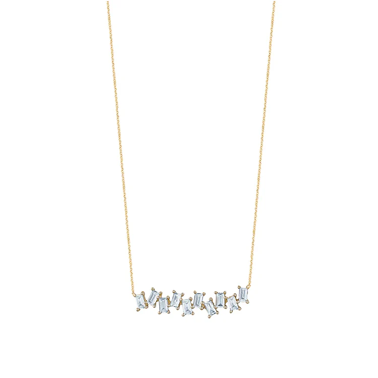 Diamond Baguette Jagged Necklace - Image 3