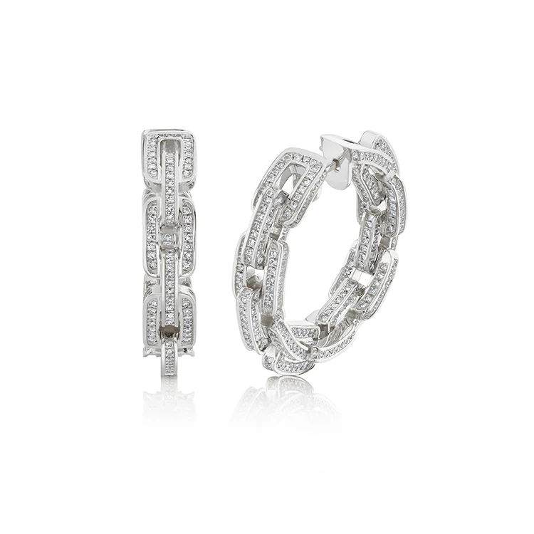 Diamond Chain Link Huggies - Image 3