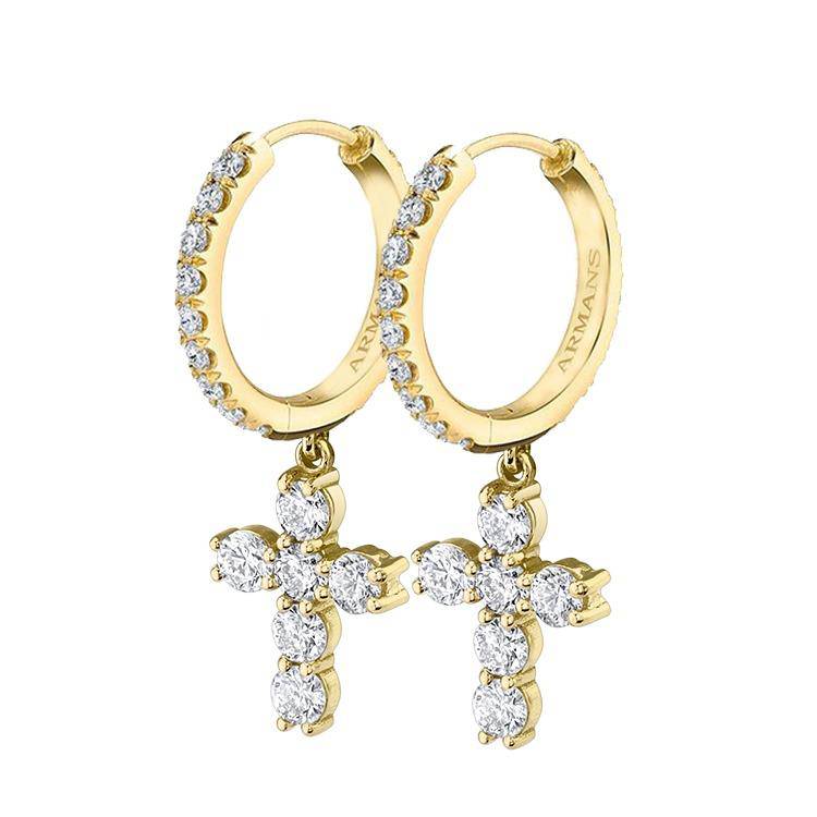 Diamond Cross Drop Earrings - Image 2
