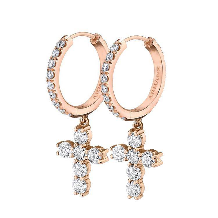 Diamond Cross Drop Earrings - Image 3