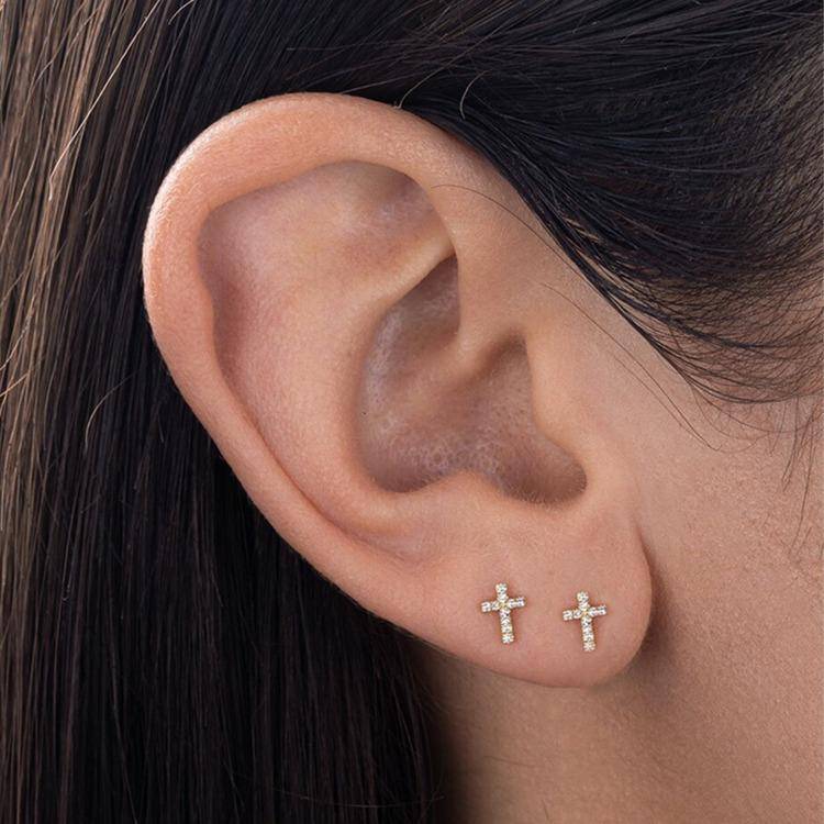 Diamond Cross Earrings - Image 2