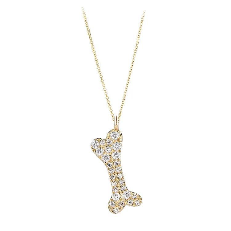 Diamond Encrusted Dog Bone Pendant